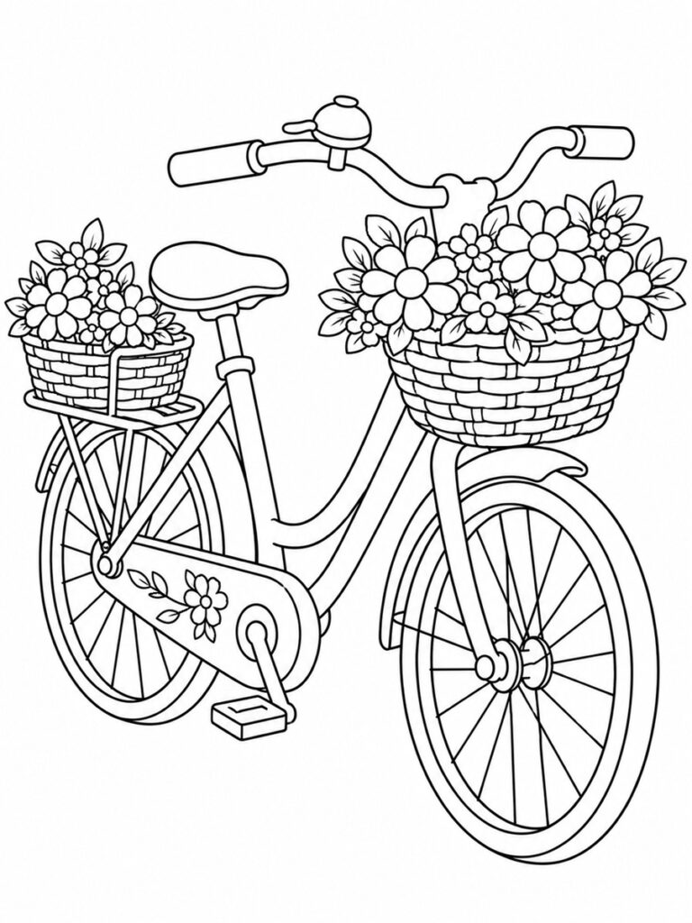 Vélo fleuri Coloriage vélo fleuri