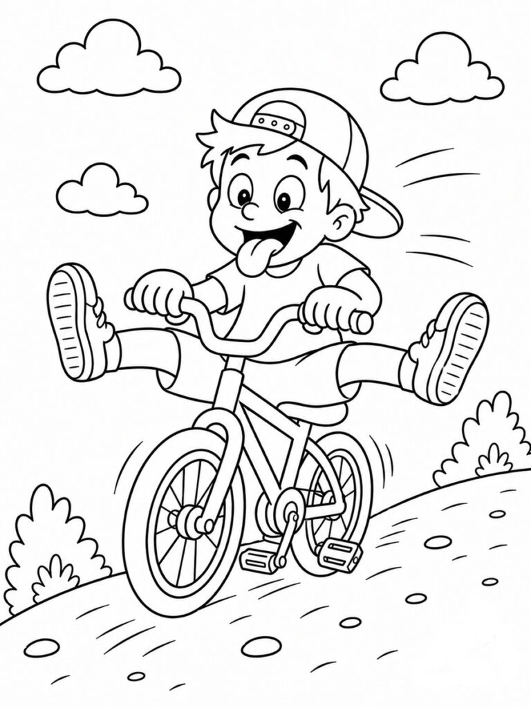 Coloriage vélo rigolo