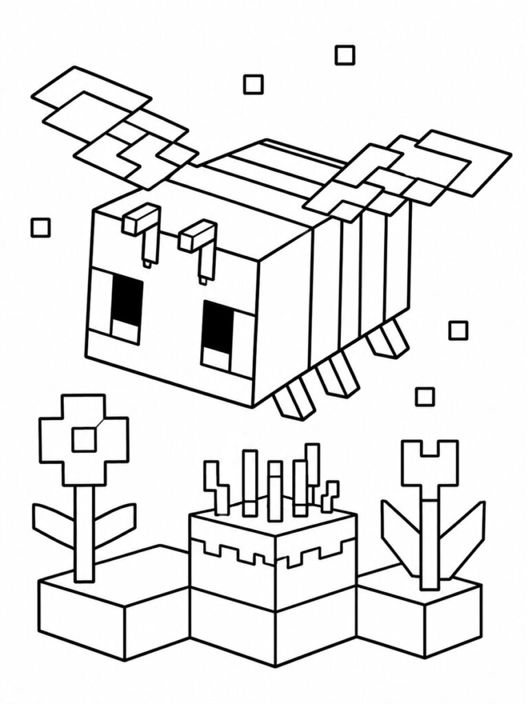 Coloriage Minecraft abeille