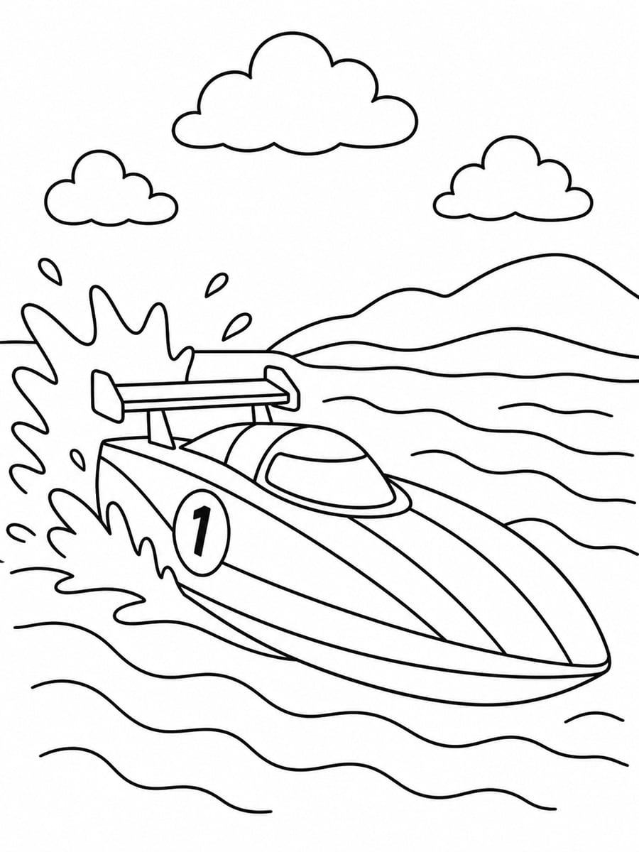 Coloriage bateau de course