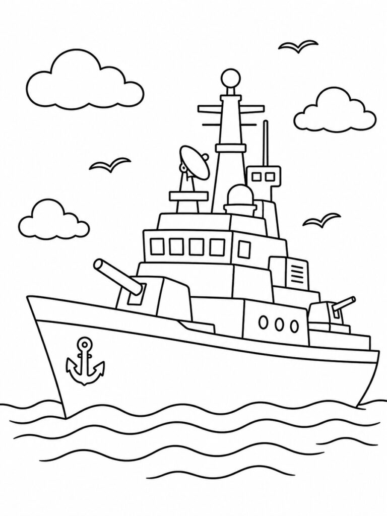 Bateau de guerre Coloriage bateau de guerre