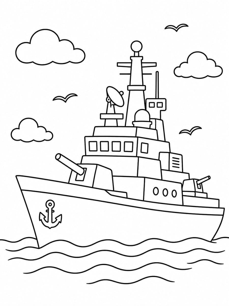 Coloriage bateau de guerre