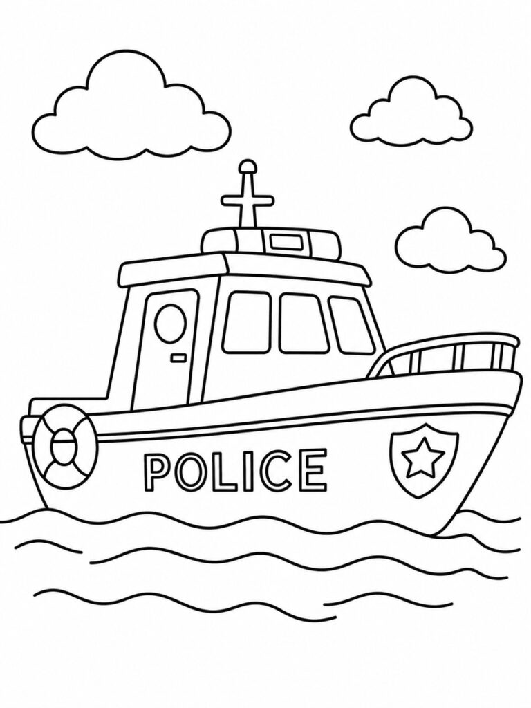 Coloriage bateau de police
