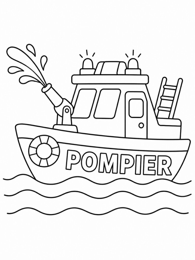 Bateau pompier Coloriage bateau pompier