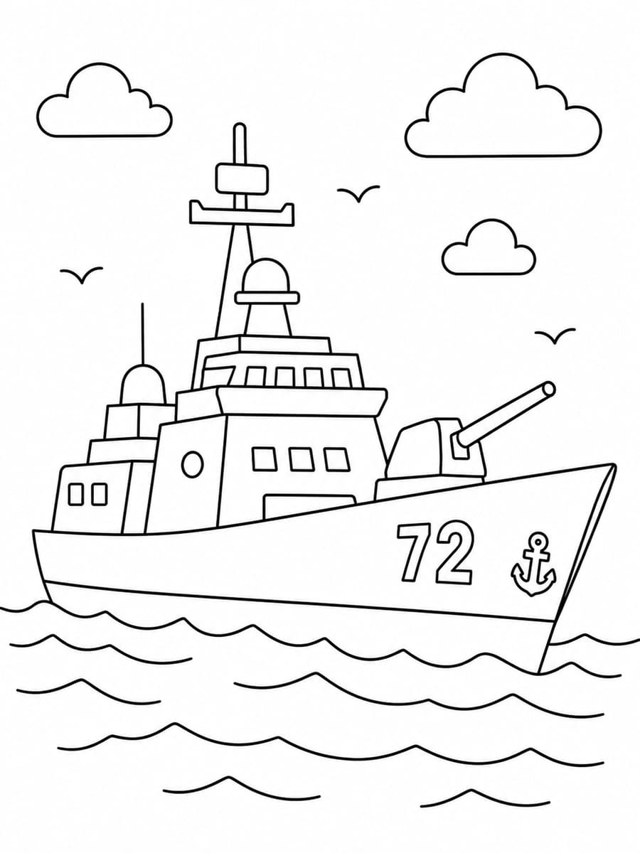 Coloriage bateau militaire