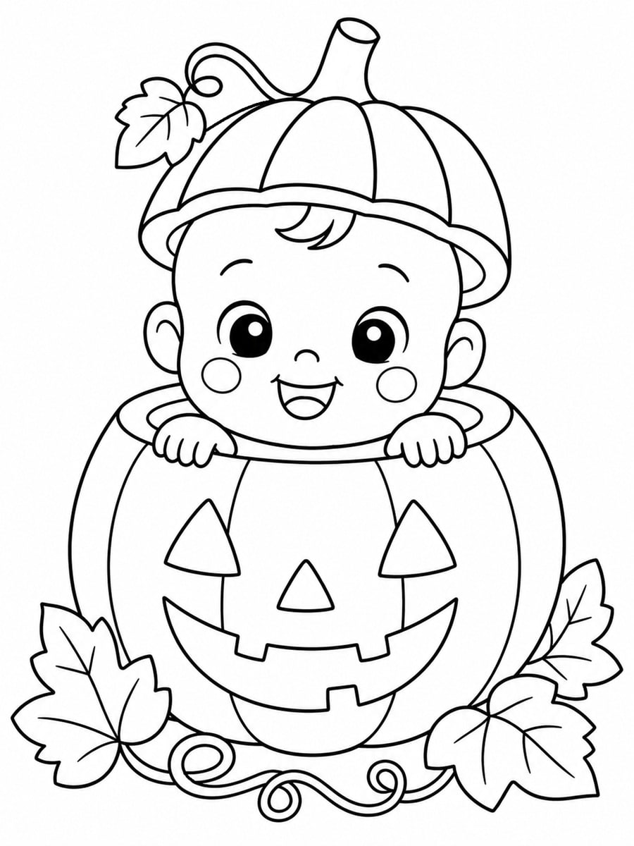 Coloriage bébé citrouille