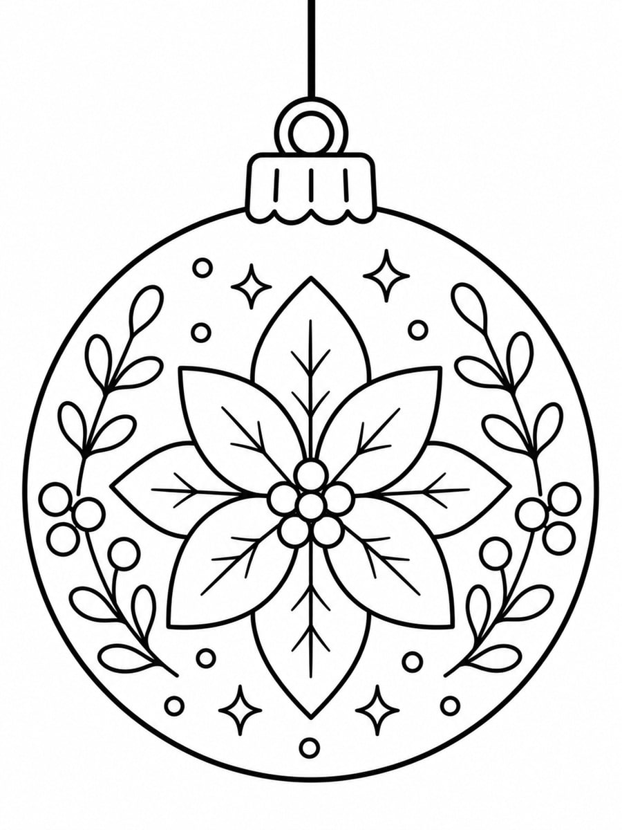 Coloriage boule de Noël fleur