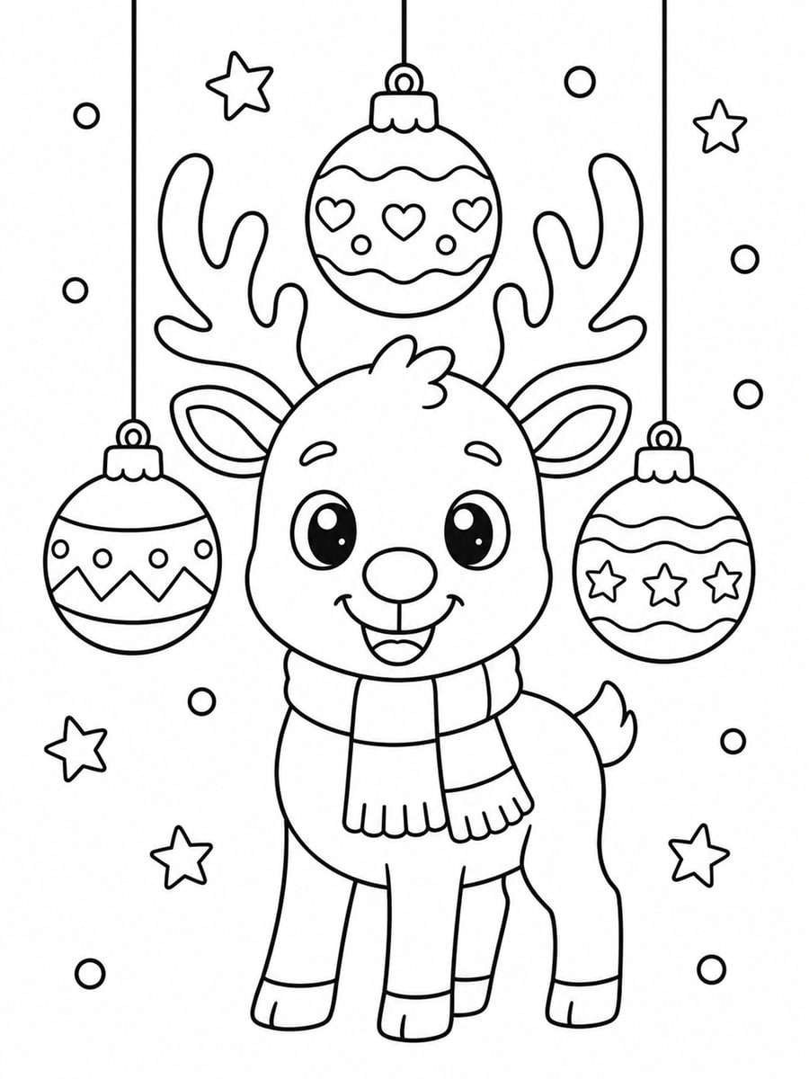 Coloriage boule de Noël renne