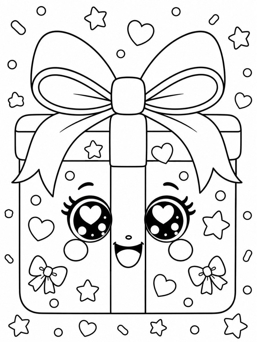Coloriage cadeau kawaii