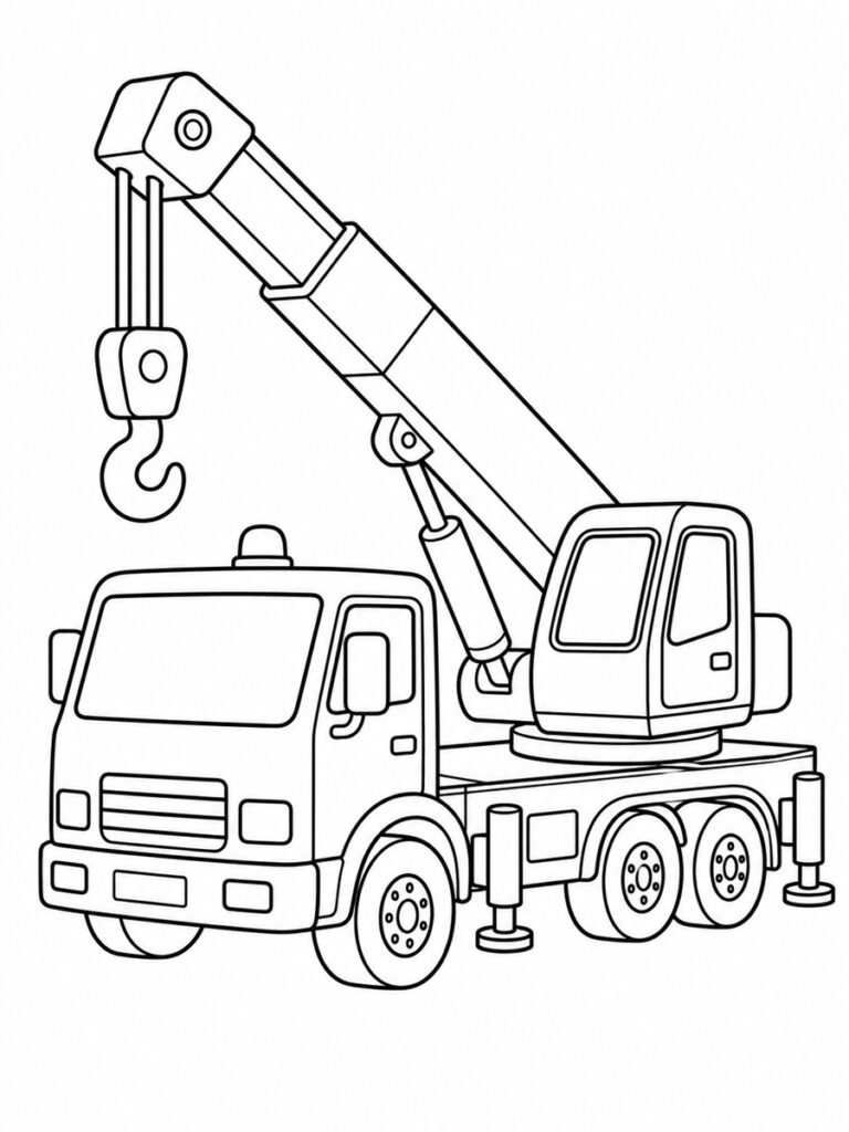 Camion grue Coloriage camion grue