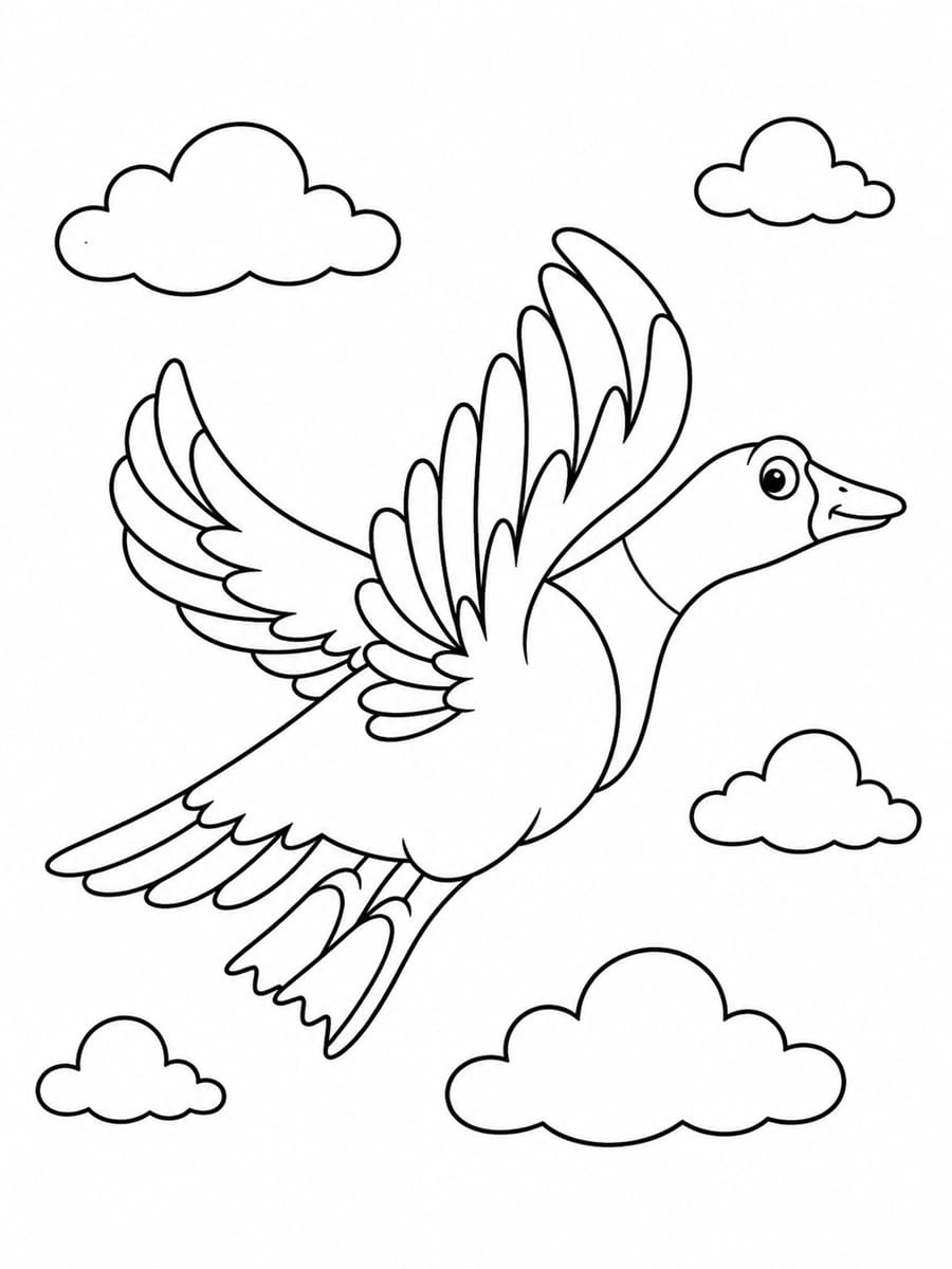 Coloriage canard en vol