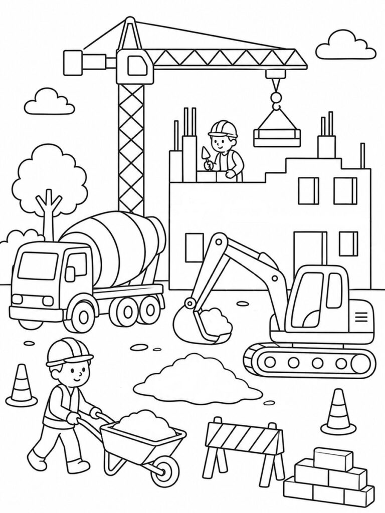 Chantier de construction Coloriage chantier de construction
