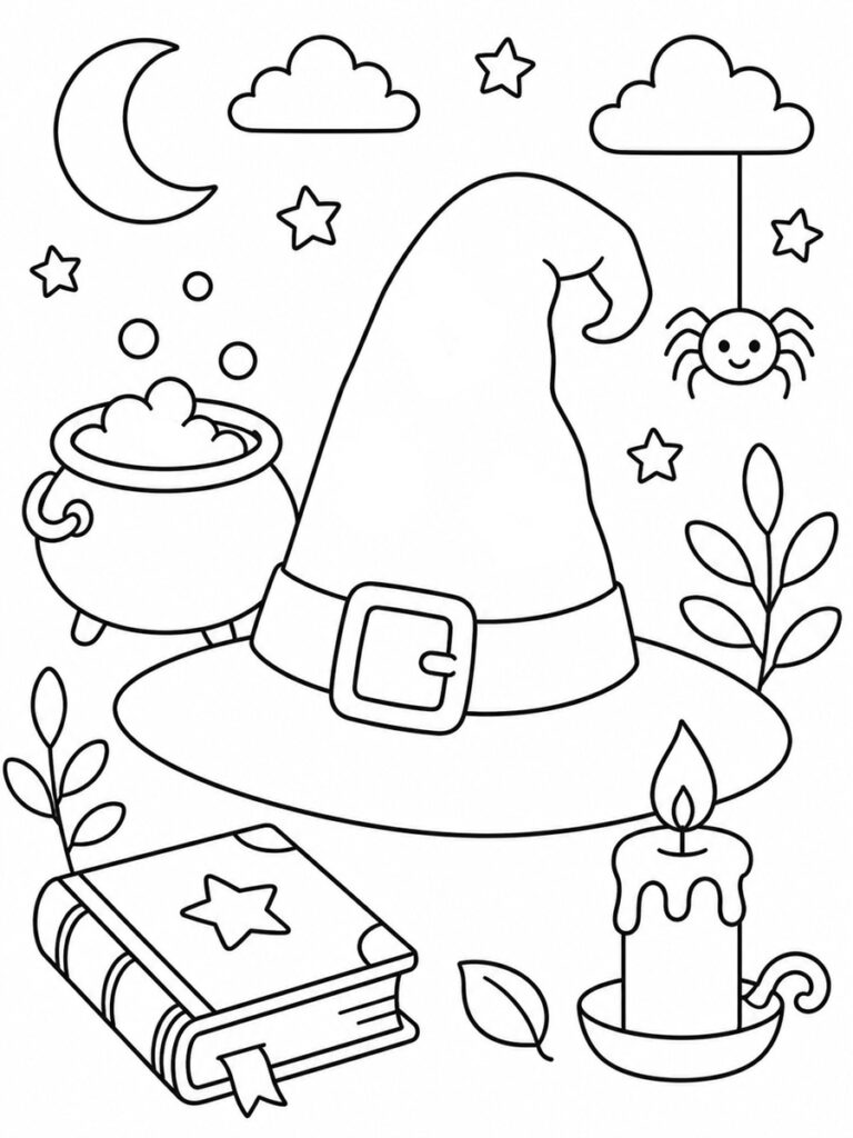 Chapeau de sorcière Coloriage chapeau de sorcière