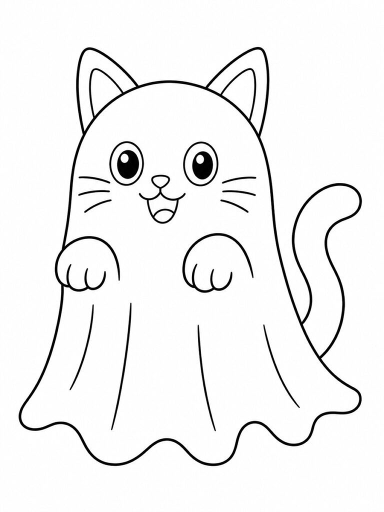 Coloriage chat fantôme