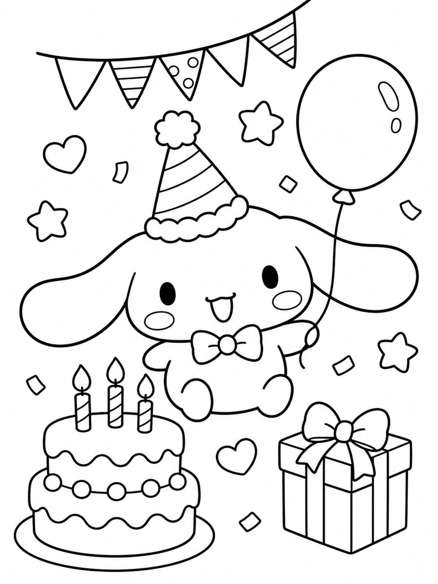 Coloriage Cinnamoroll anniversaire