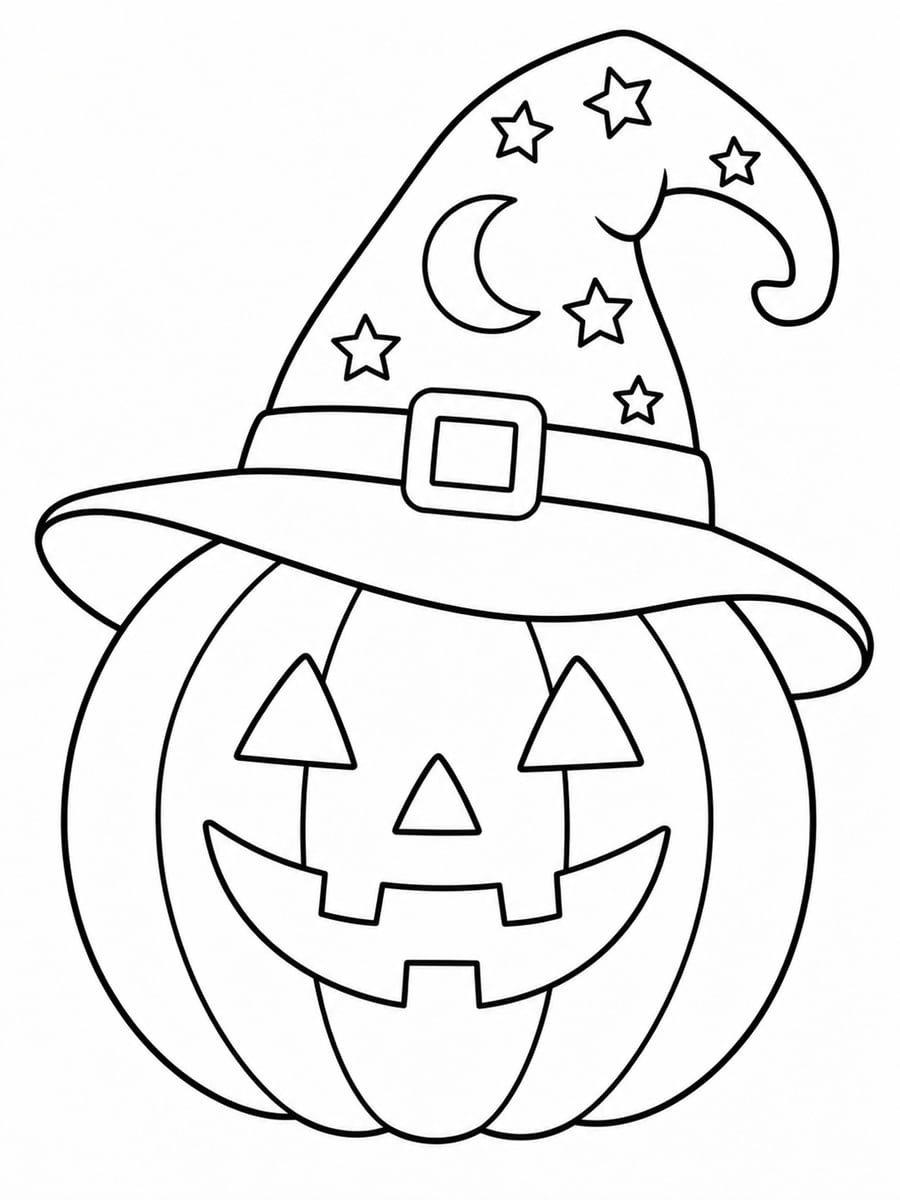 Coloriage citrouille avec chapeau