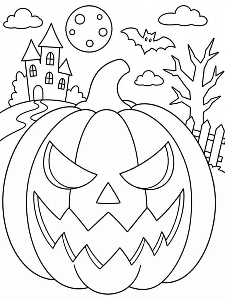Citrouille effrayante Coloriage citrouille effrayante