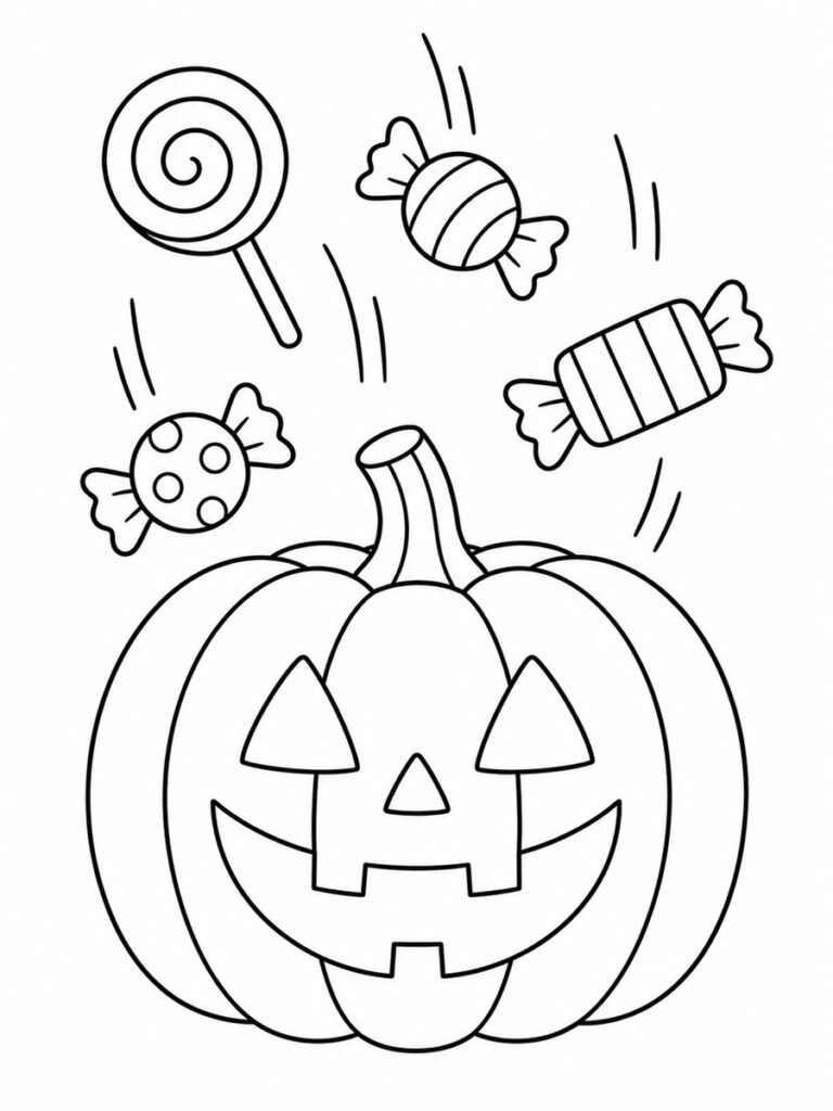 Citrouille et bonbons Coloriage citrouille bonbon