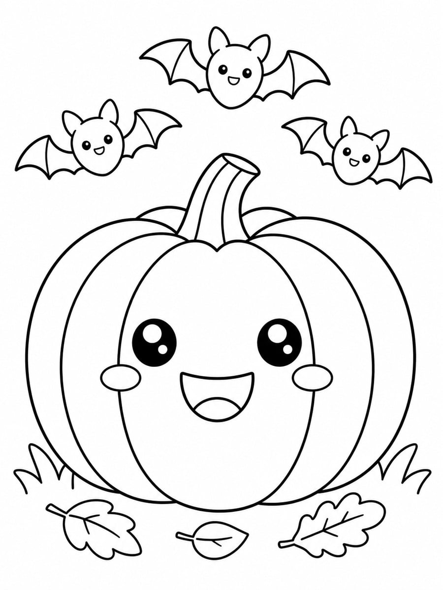 Coloriage citrouille chauve souris