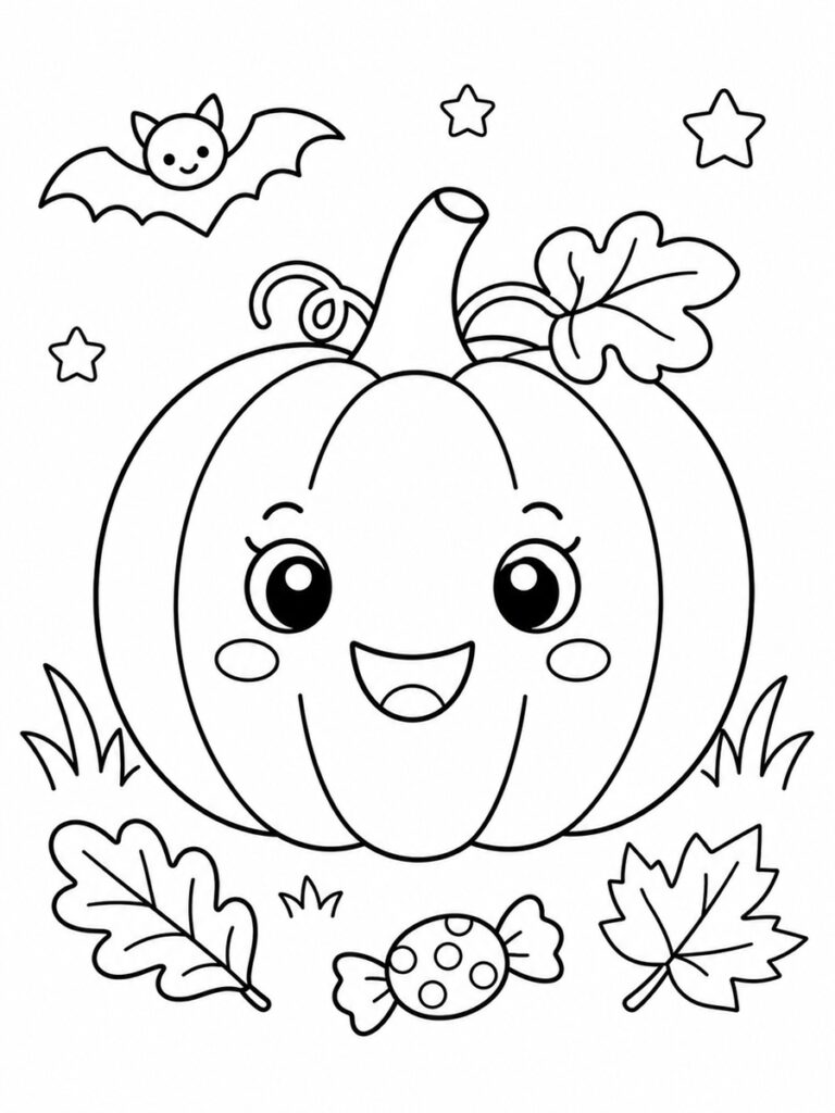 Citrouille mignonne Coloriage citrouille mignonne