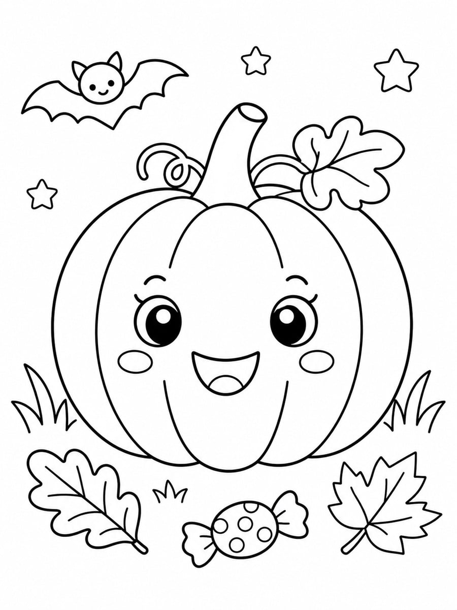 Coloriage citrouille mignonne