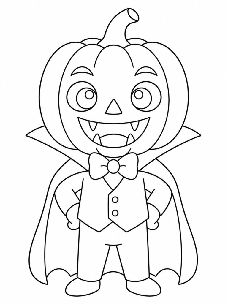 Coloriage citrouille vampire