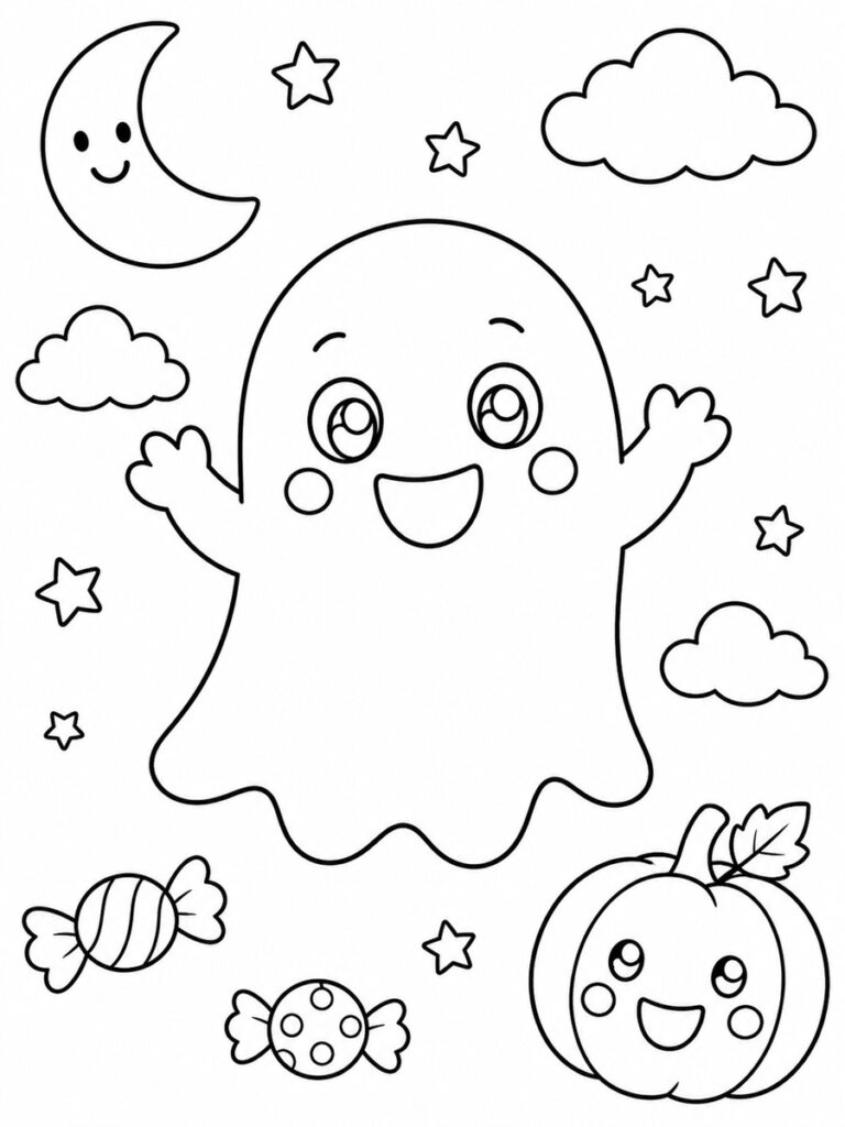 Fantôme mignon Coloriage fantôme mignon