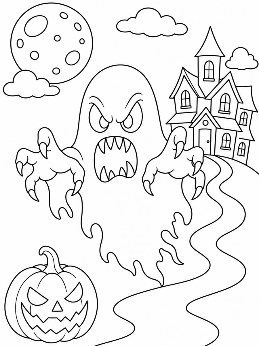 Coloriage fantôme qui fait peur