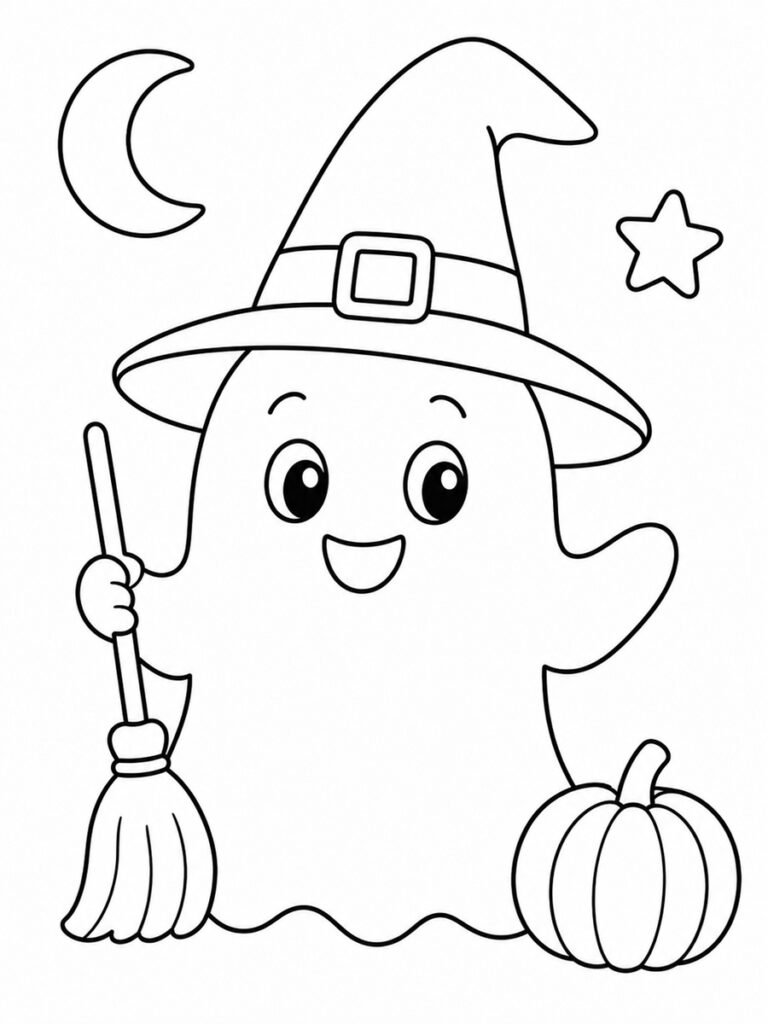 Fantôme sorcier Coloriage fantôme sorcier