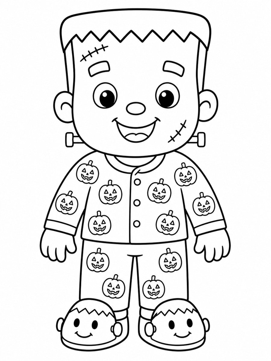 Coloriage Frankenstein en pyjama