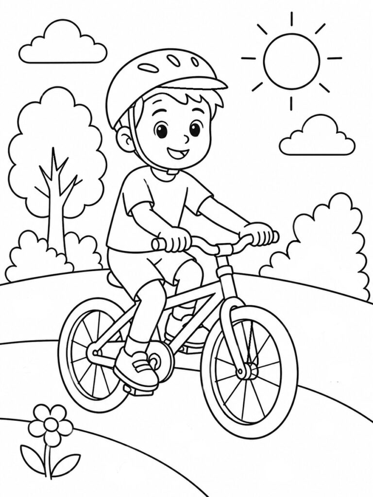 Garçon à vélo Coloriage vélo