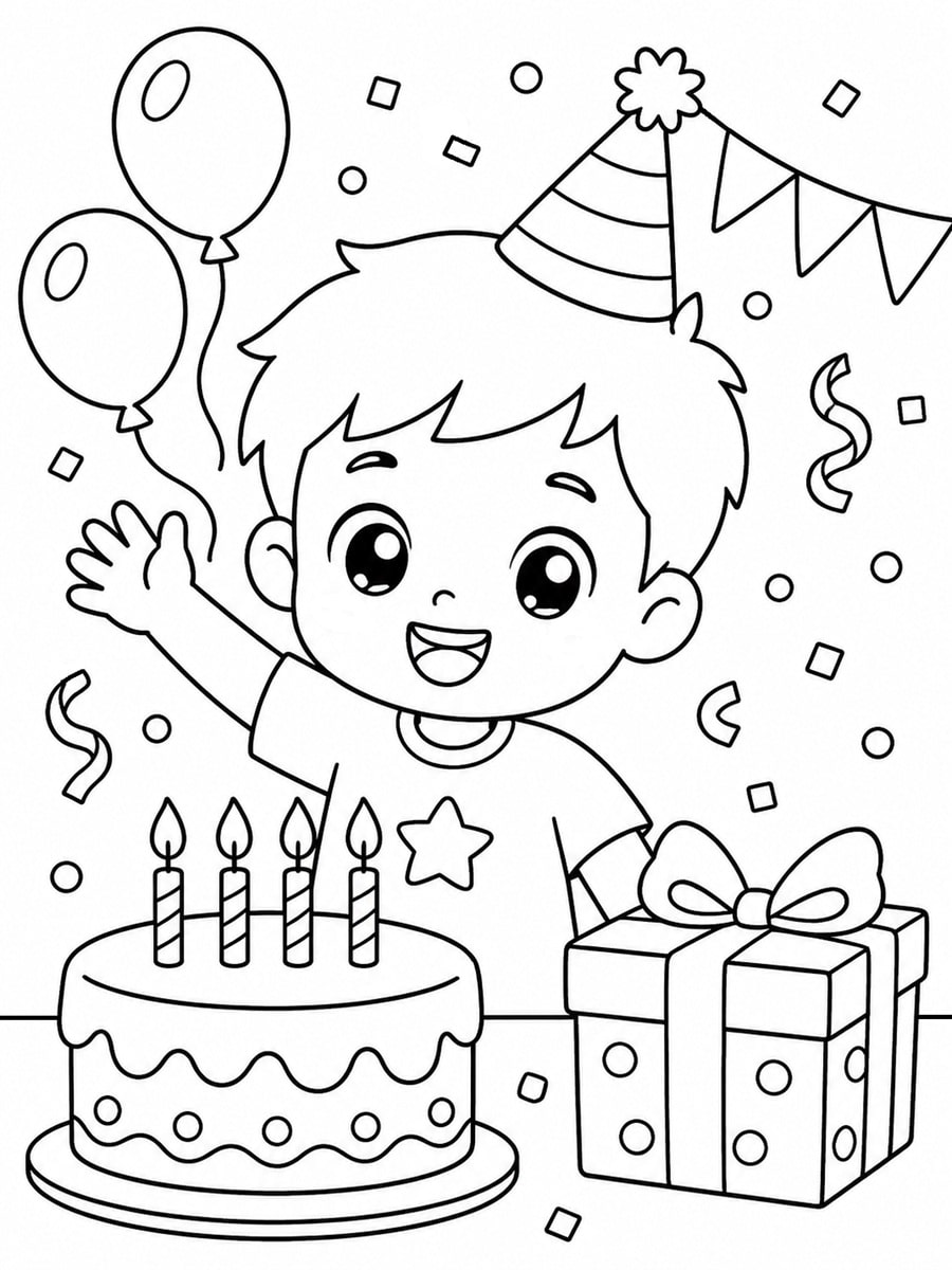 Coloriage garçon anniversaire