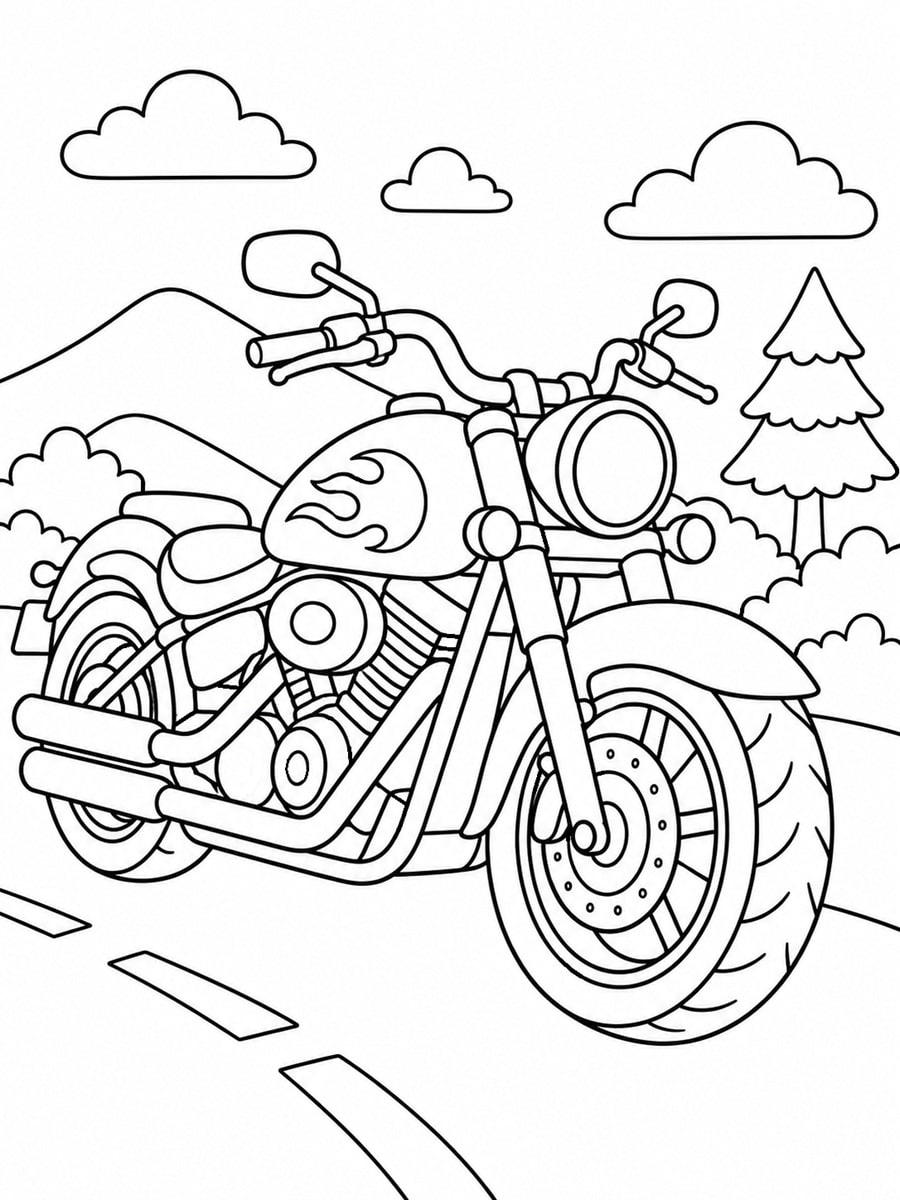 Coloriage grosse moto