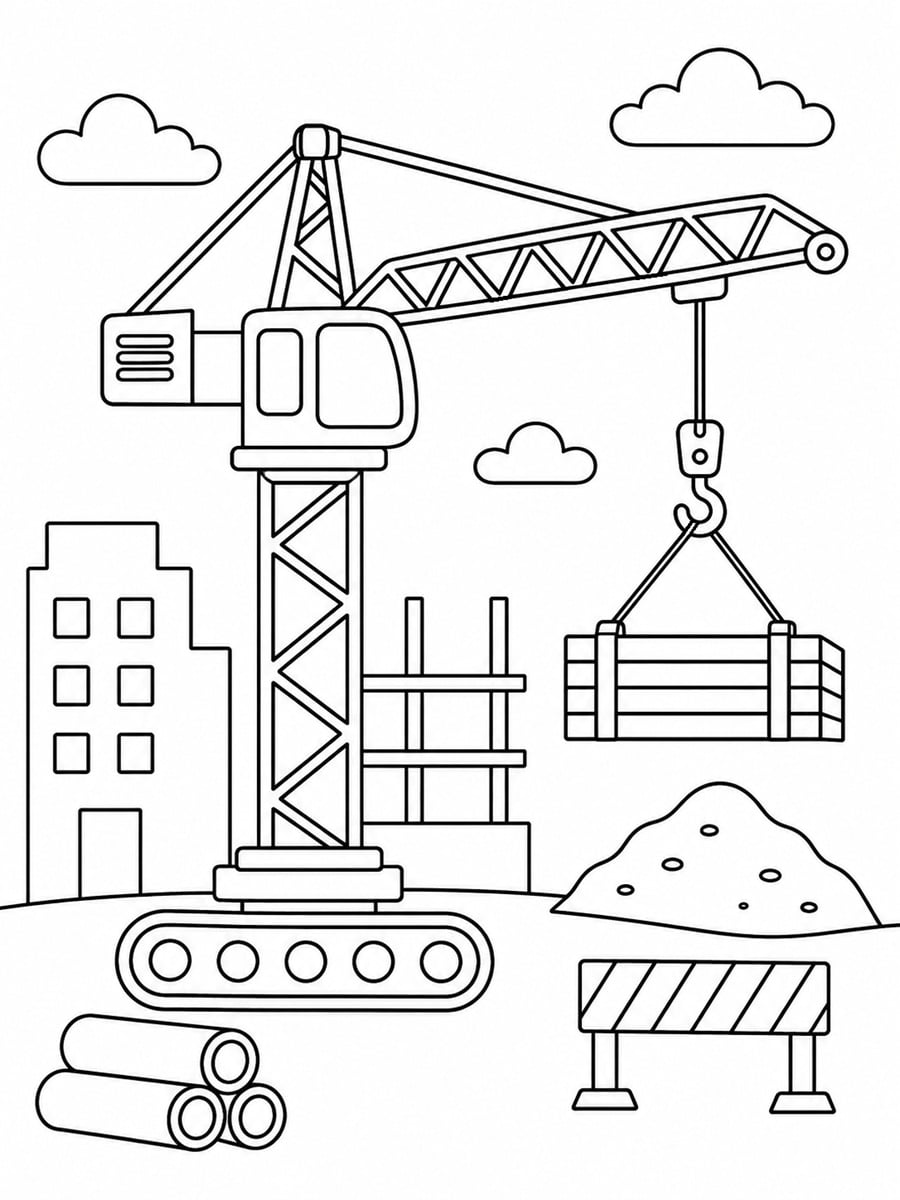 Coloriage grue de chantier