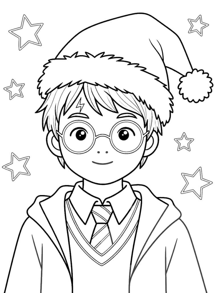Harry Potter de Noël Coloriage Harry Potter de Noël