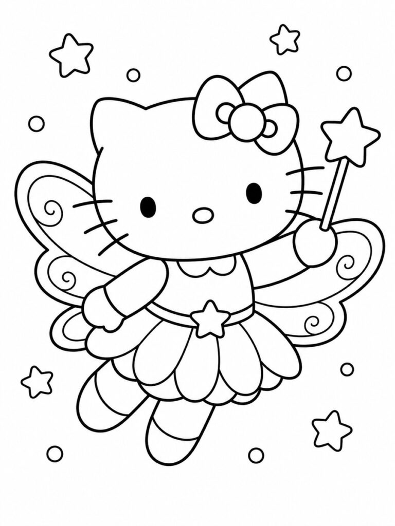 Coloriage Hello Kitty fée