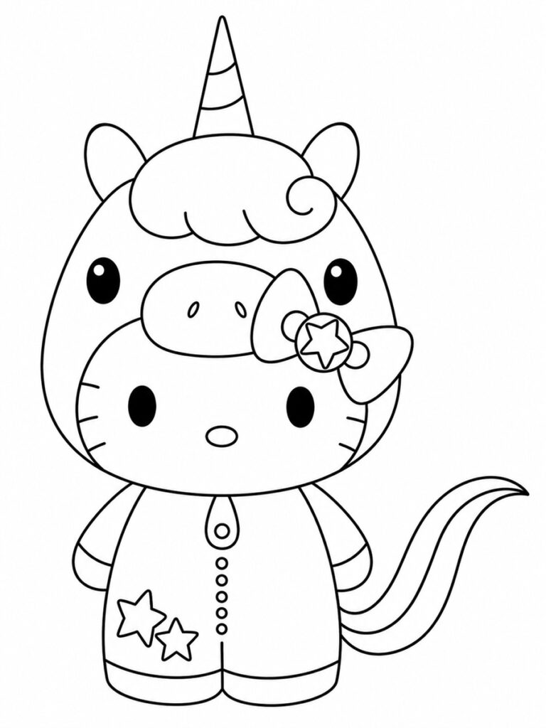 Coloriage Hello Kitty licorne