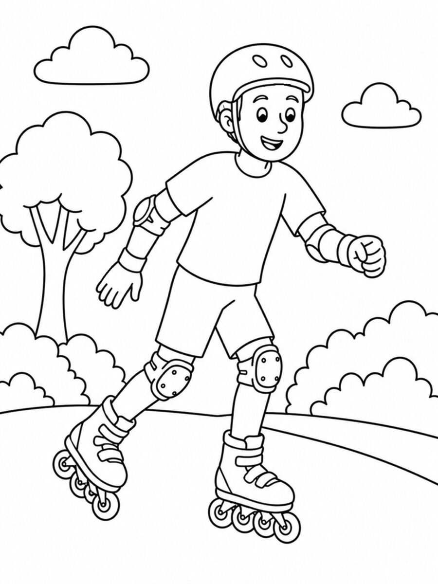 Coloriage homme en roller