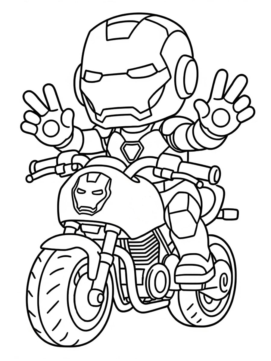 Coloriage Iron Man à moto