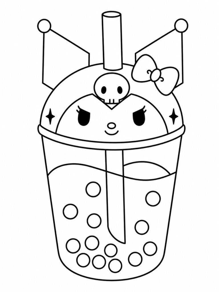 Kuromi Bubble Tea Coloriage Kuromi Bubble Tea