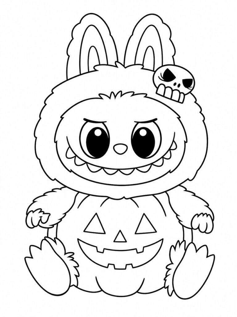 Coloriage Labubu citrouille