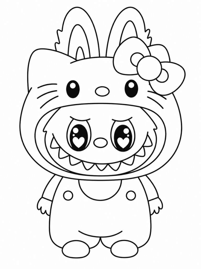 Coloriage Labubu Hello Kitty