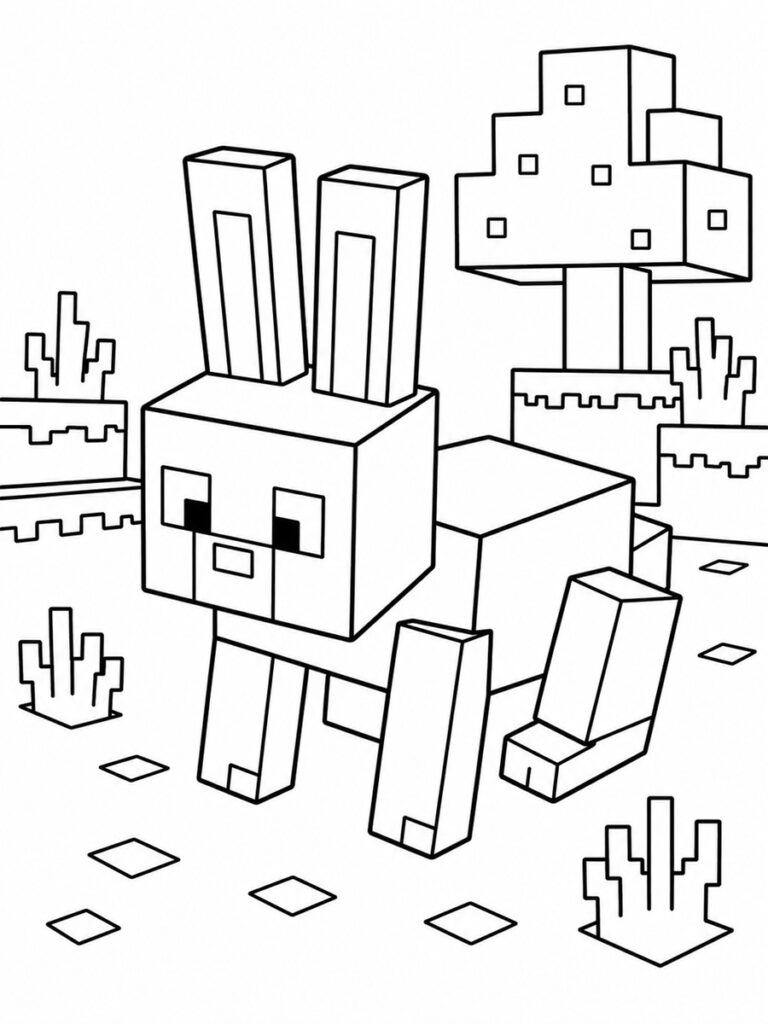 Coloriage Minecraft lapin