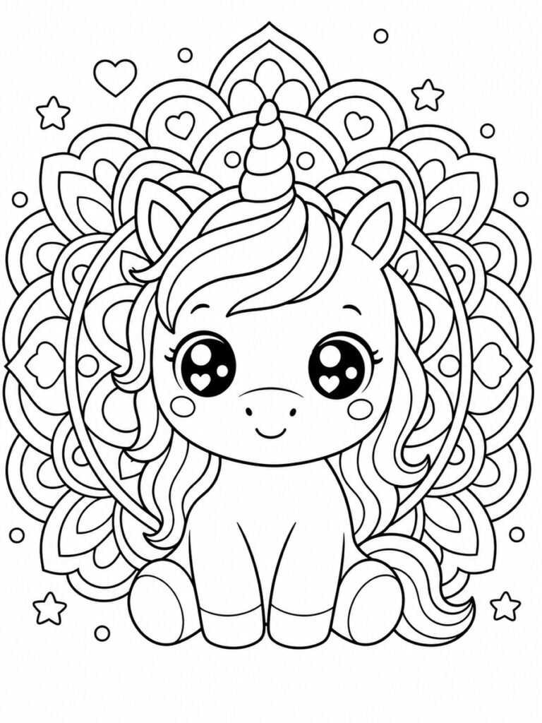 Coloriage licorne mandala