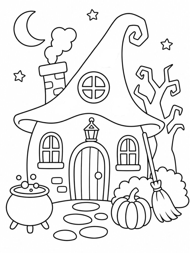 Coloriage maison de sorcière