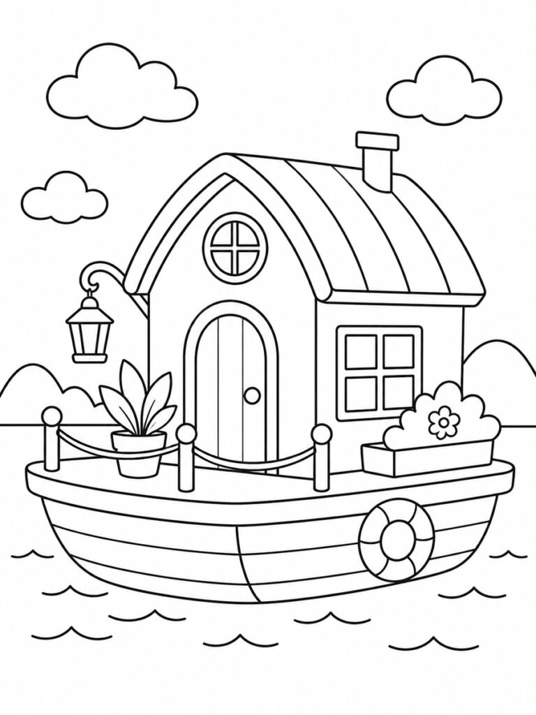 Coloriage maison flottante
