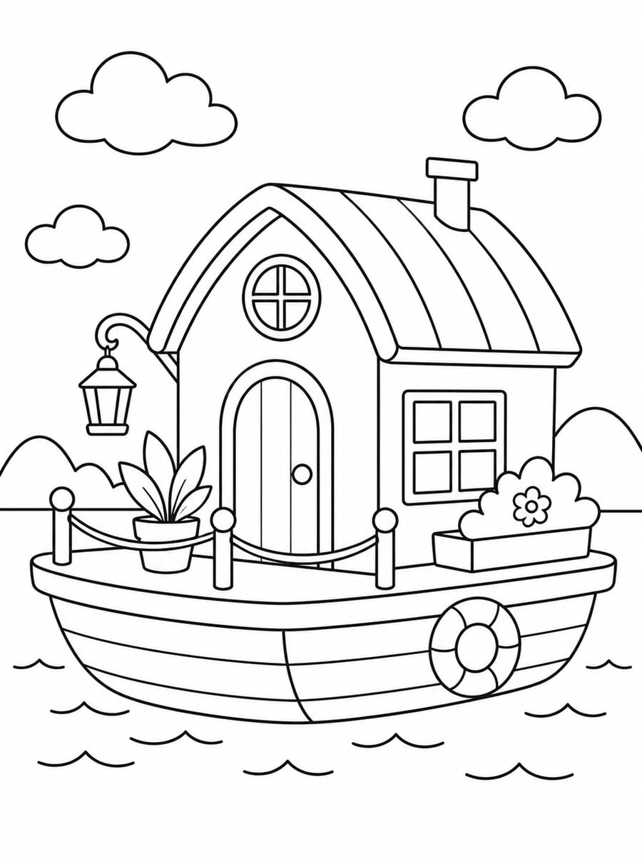 Coloriage maison flottante