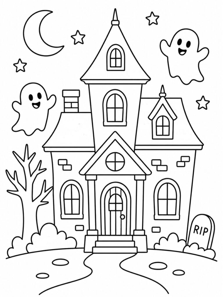 Coloriage maison hantée