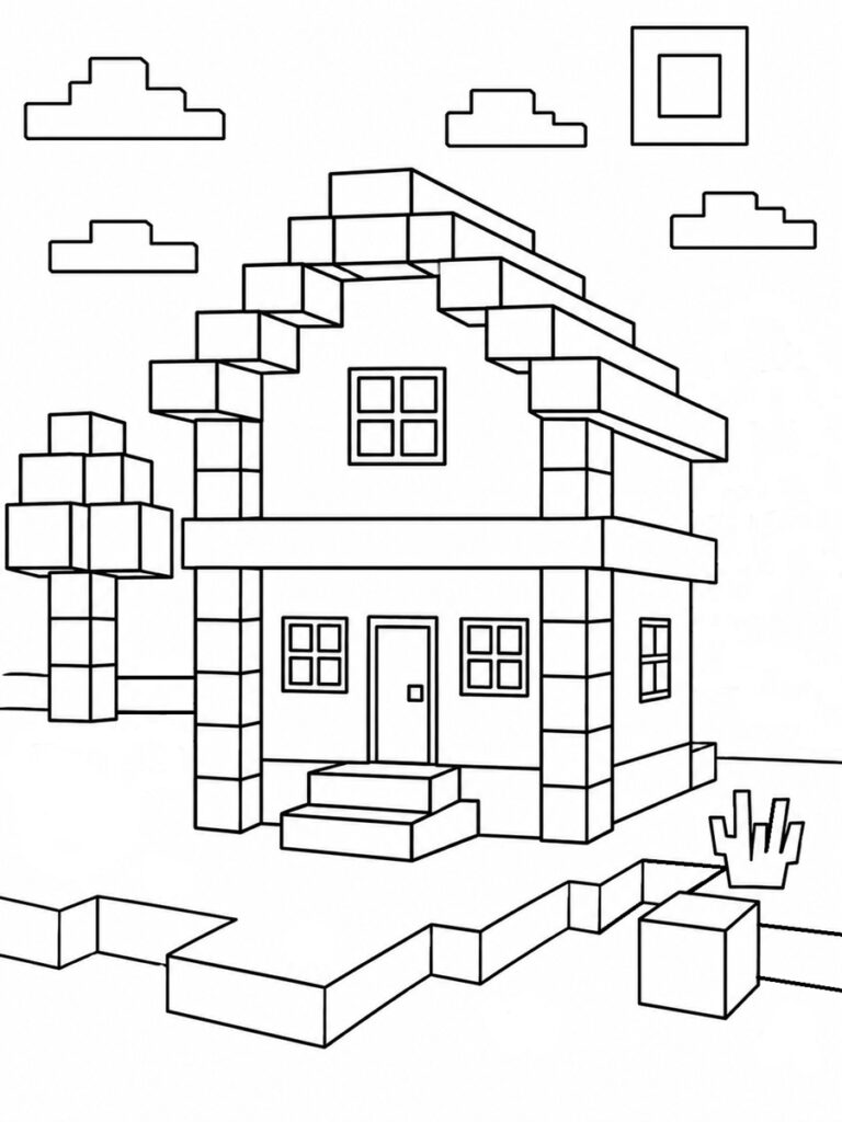 Maison Minecraft Coloriage maison Minecraft
