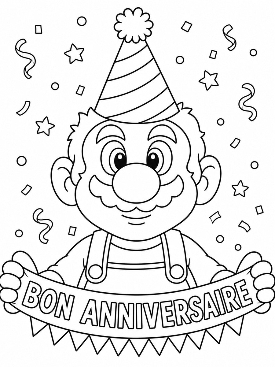 Coloriage Mario anniversaire